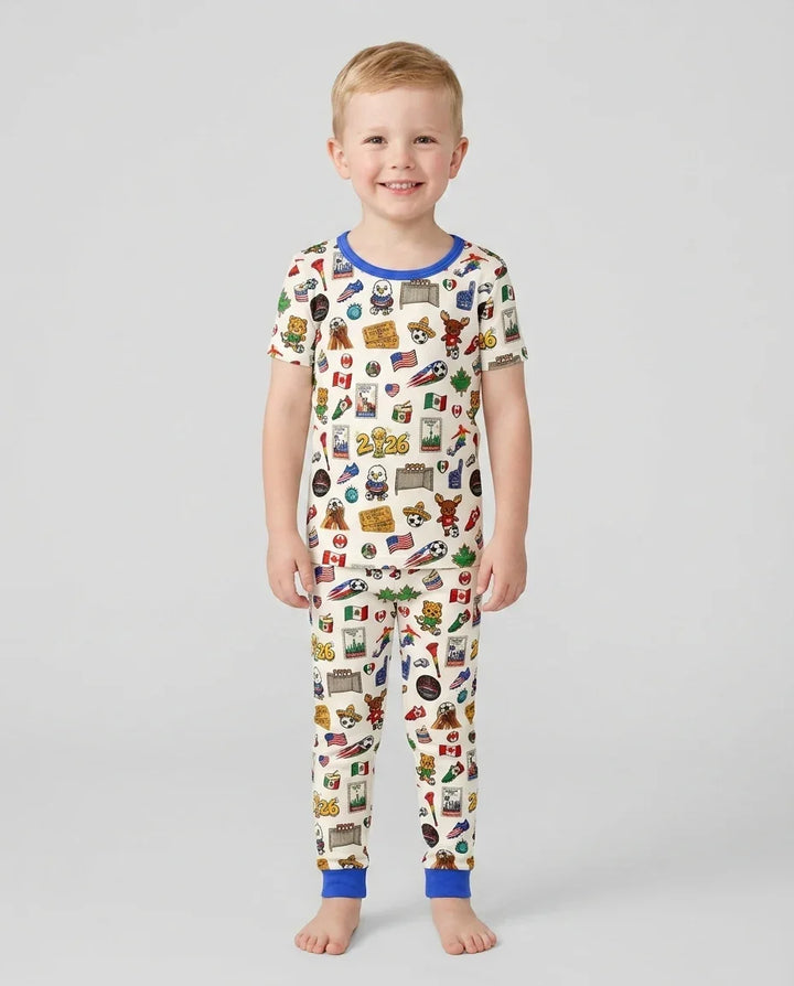 Soccer Cup 2026 Family Matching Bamboo Two Piece Short Sleeve Pajama Set