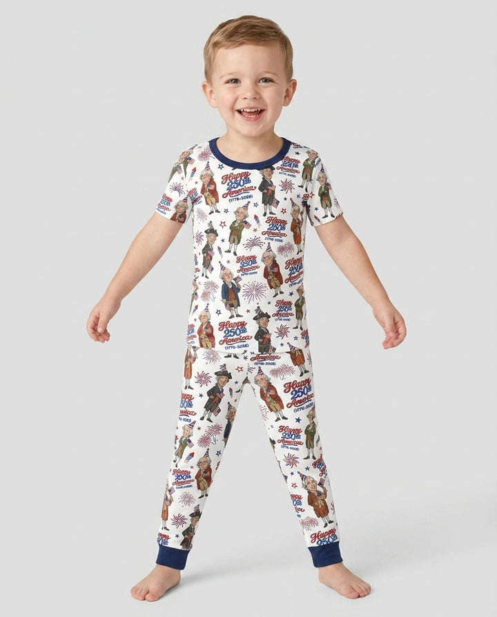 Party Like It's 1776 Family Matching Bamboo Two Piece Short Sleeve Pajama Set