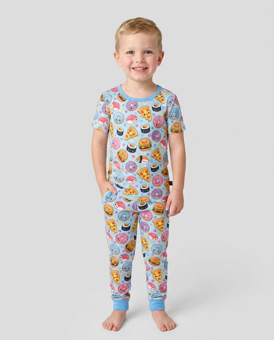 Conjunto de pijama de dos piezas de manga corta de bambú