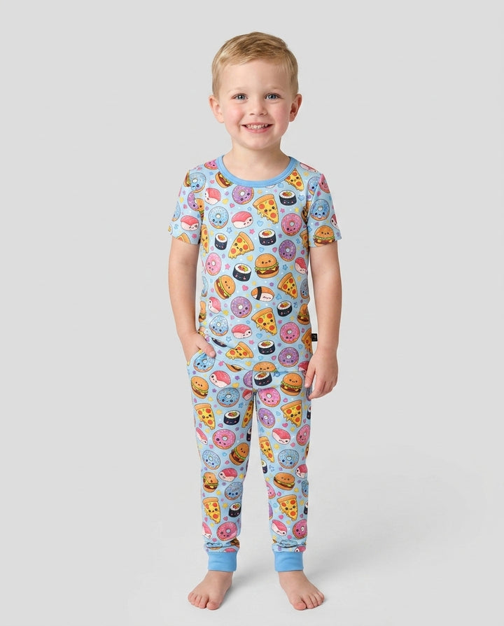 Conjunto de pijama de dos piezas de manga corta de bambú