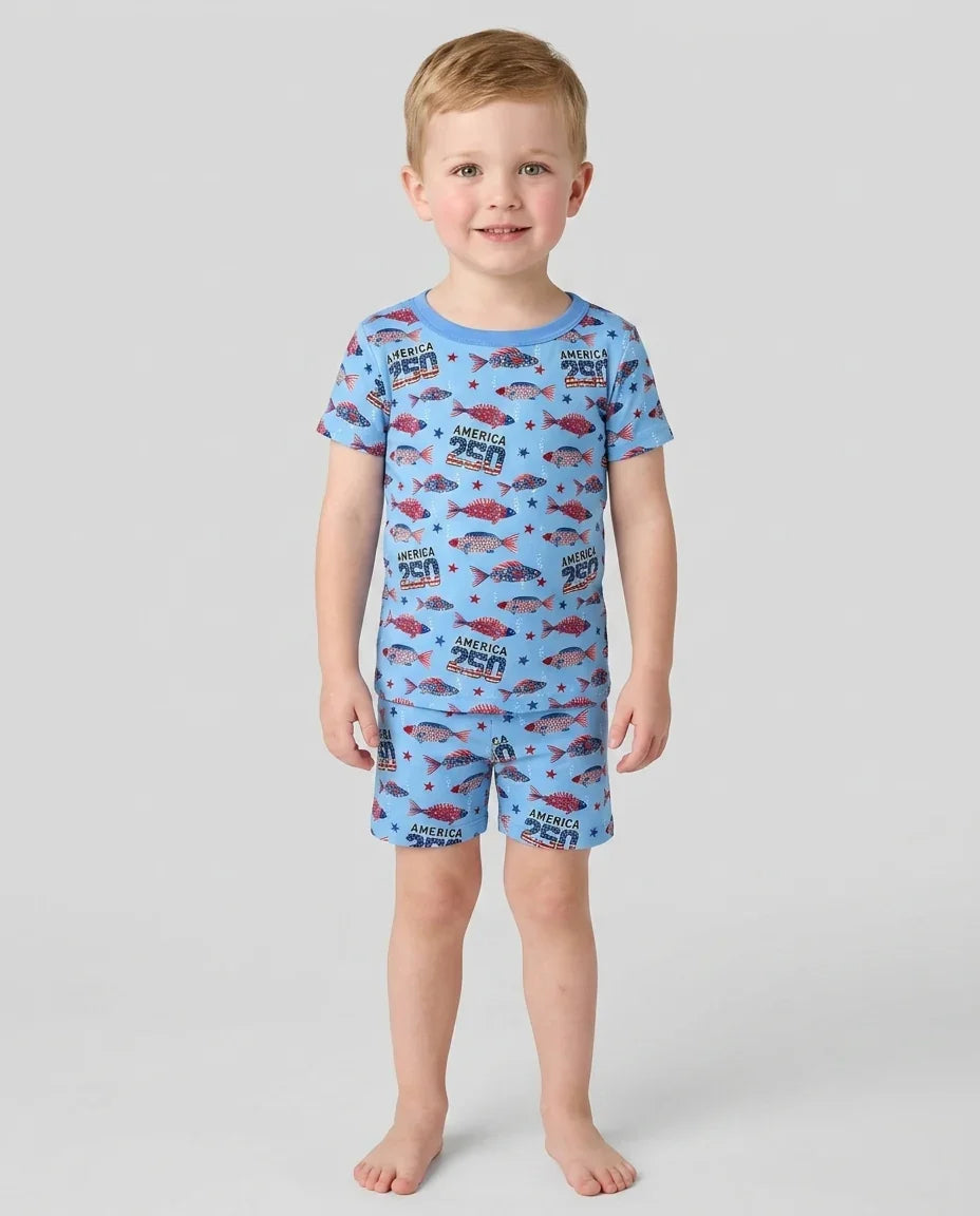 Conjunto de Pijama de Dos Piezas de Bambú con Mangas Cortas y Pantalones Cortos