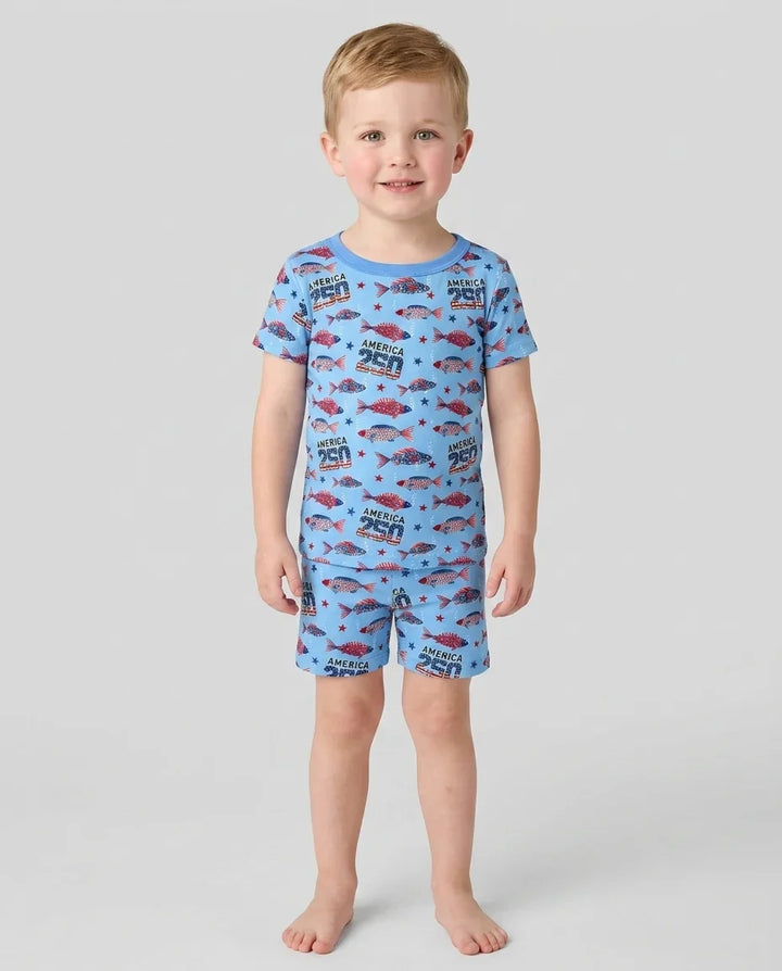 Conjunto de Pijama de Dos Piezas de Bambú con Mangas Cortas y Pantalones Cortos