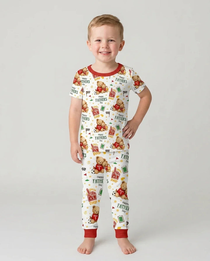 You're #1 Dad Daddy & Me Matching Bamboo Two Piece Short Sleeve Pajama Set