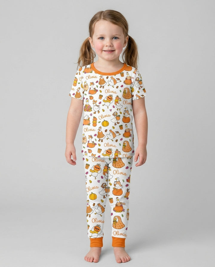 Fall Silly Goose Bamboo Two Piece Short Sleeve Pajama Set