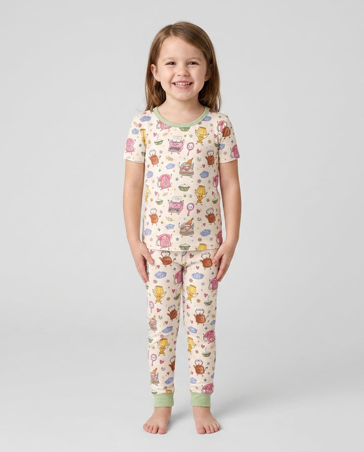 Conjunto de pijama de dos piezas de manga corta de bambú