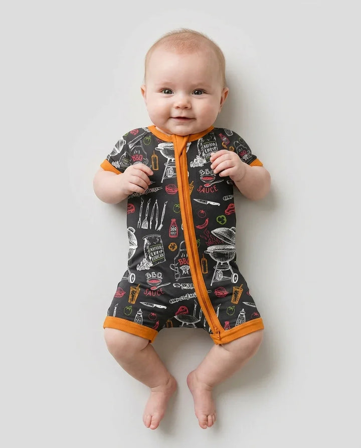 Backyard BBQ Party Family Matching Bamboo Shorty Zippy
