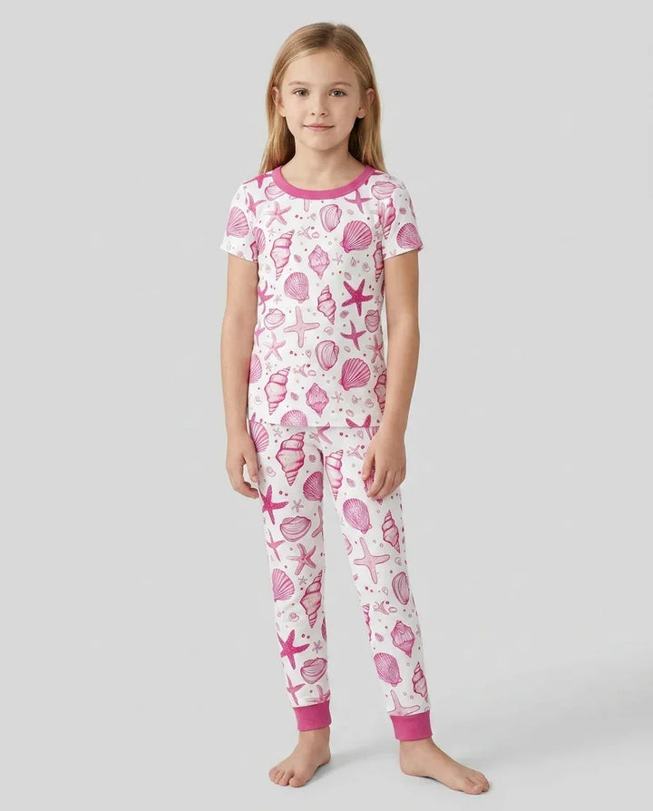 Coastal Charm Family Matching Bamboo Two Piece Short Sleeve Pajama Set