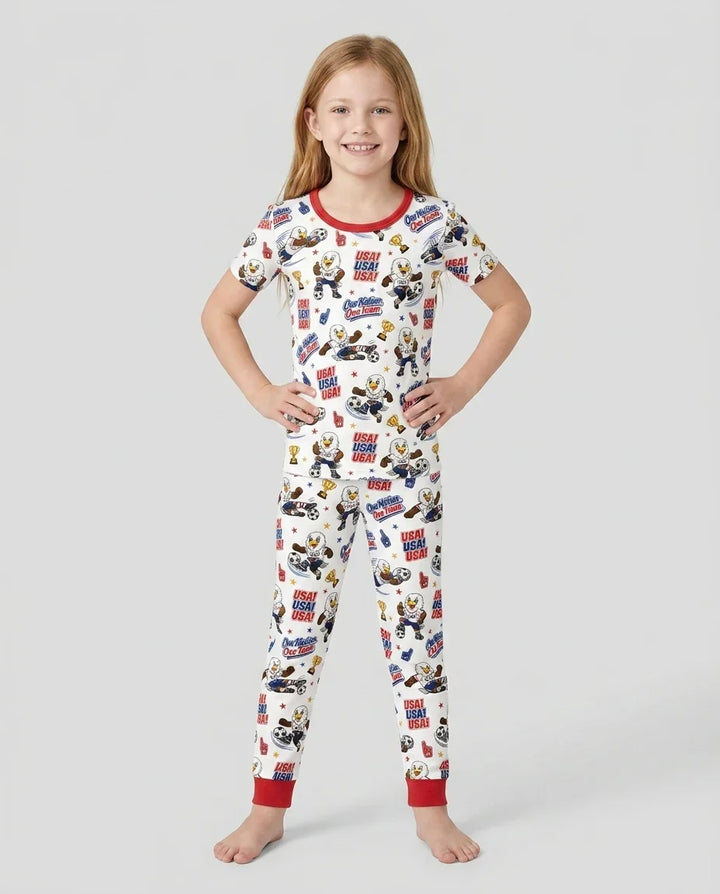Soccer One Nation One Team Bamboo Two Piece Short Sleeve Pajama Set