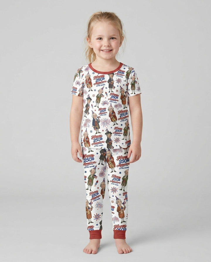 Party Like It's 1776 Family Matching Bamboo Two Piece Short Sleeve Pajama Set