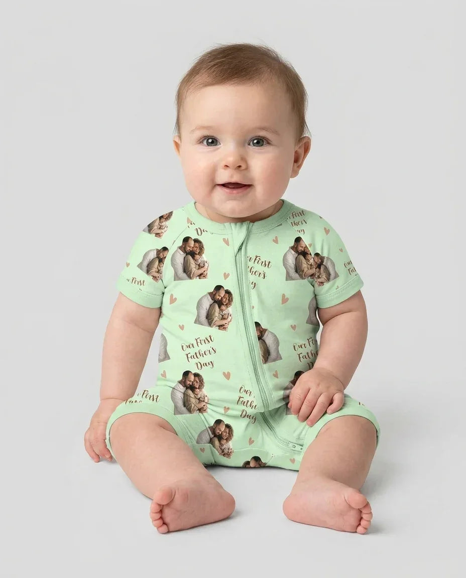 Custom Photo Our First as Parents Bamboo Shorty Zippy