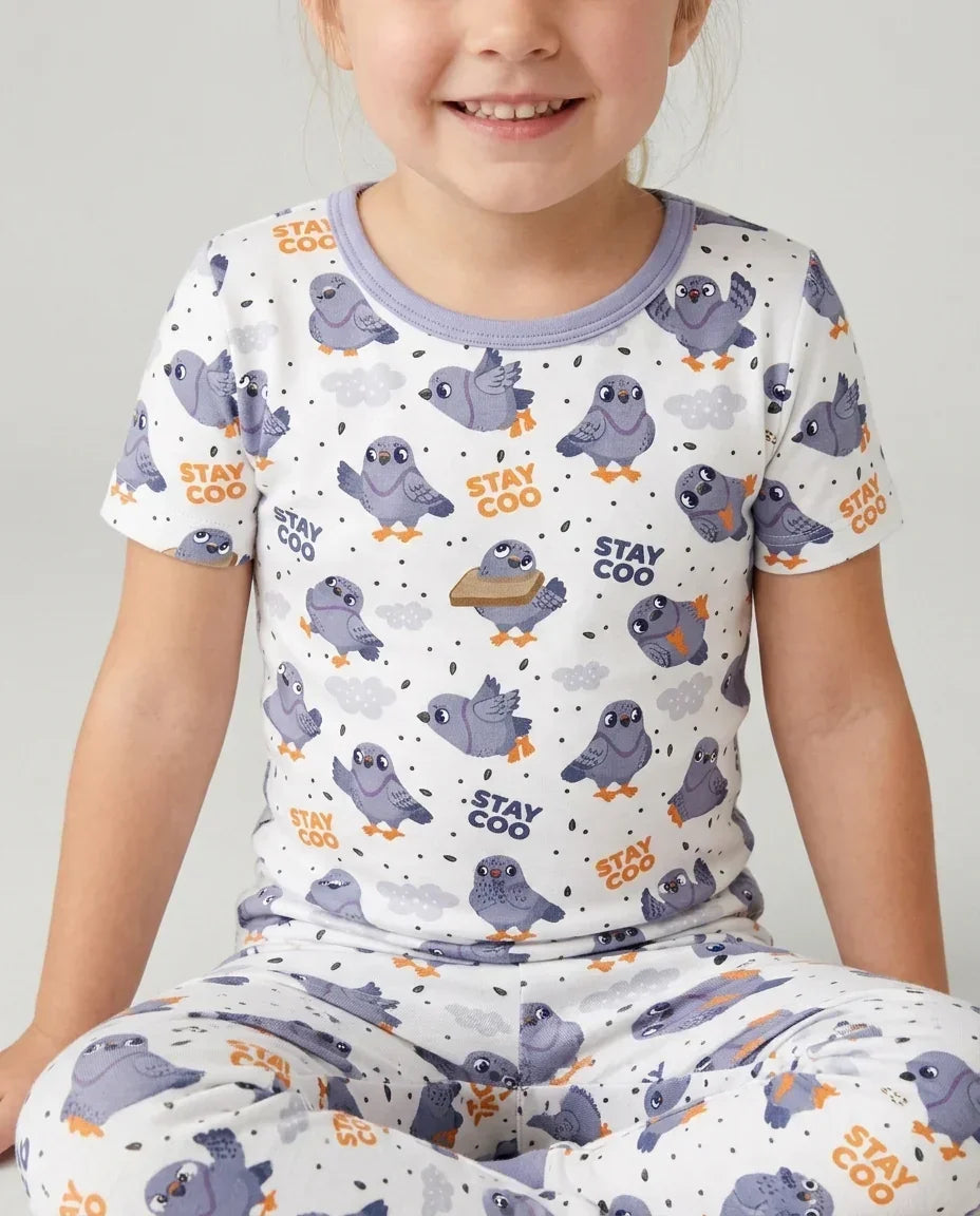 Pigeon Stay Coo Bamboo Two Piece Short Sleeve Pajama Set