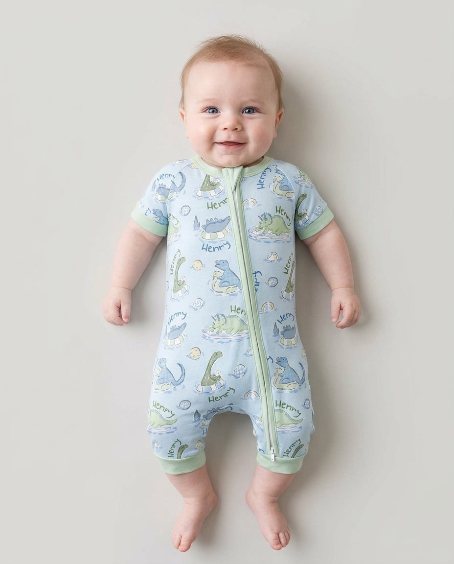 Plantilla PERSONALIZADA de Bambú Pijama Corto con Cremallera