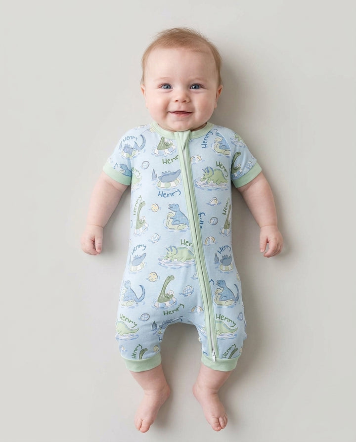Plantilla PERSONALIZADA de Bambú Pijama Corto con Cremallera