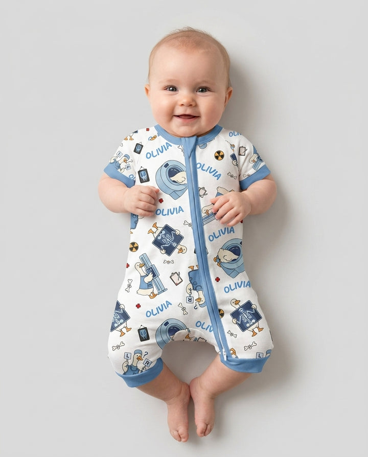Plantilla PERSONALIZADA de Bambú Pijama Corto con Cremallera