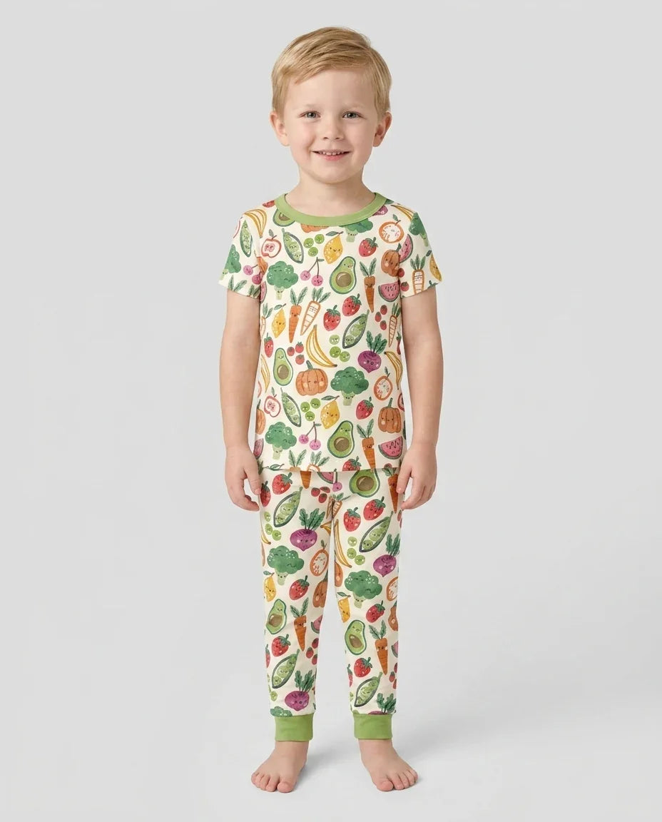 Conjunto de pijama de dos piezas de manga corta de bambú