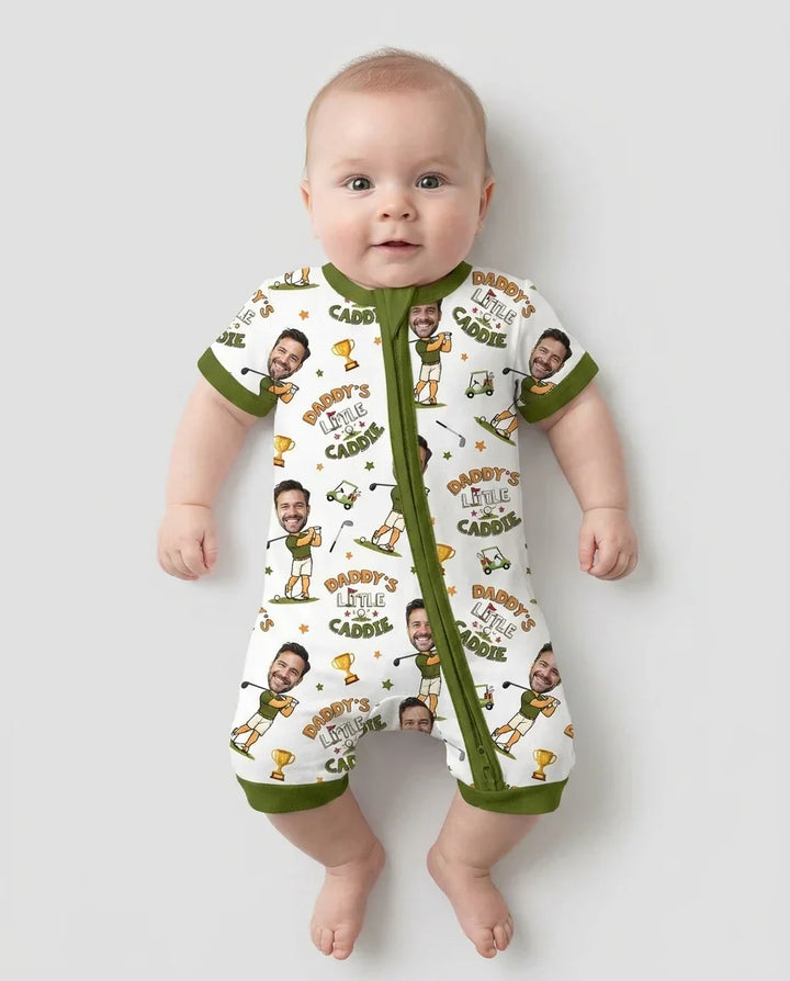 Custom Photo Daddy's Little Caddie Daddy & Me Matching Bamboo Shorty Zippy
