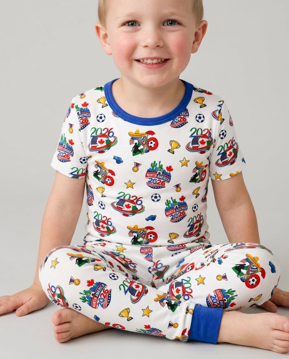 Conjunto de pijama de dos piezas de manga corta de bambú
