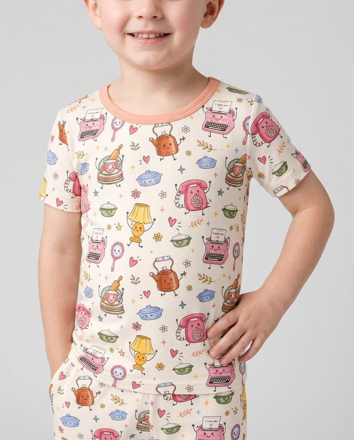 Conjunto de pijama de dos piezas de manga corta de bambú