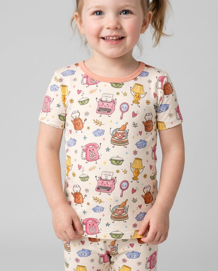 Conjunto de pijama de dos piezas de manga corta de bambú