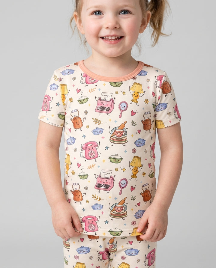 Conjunto de pijama de dos piezas de manga corta de bambú