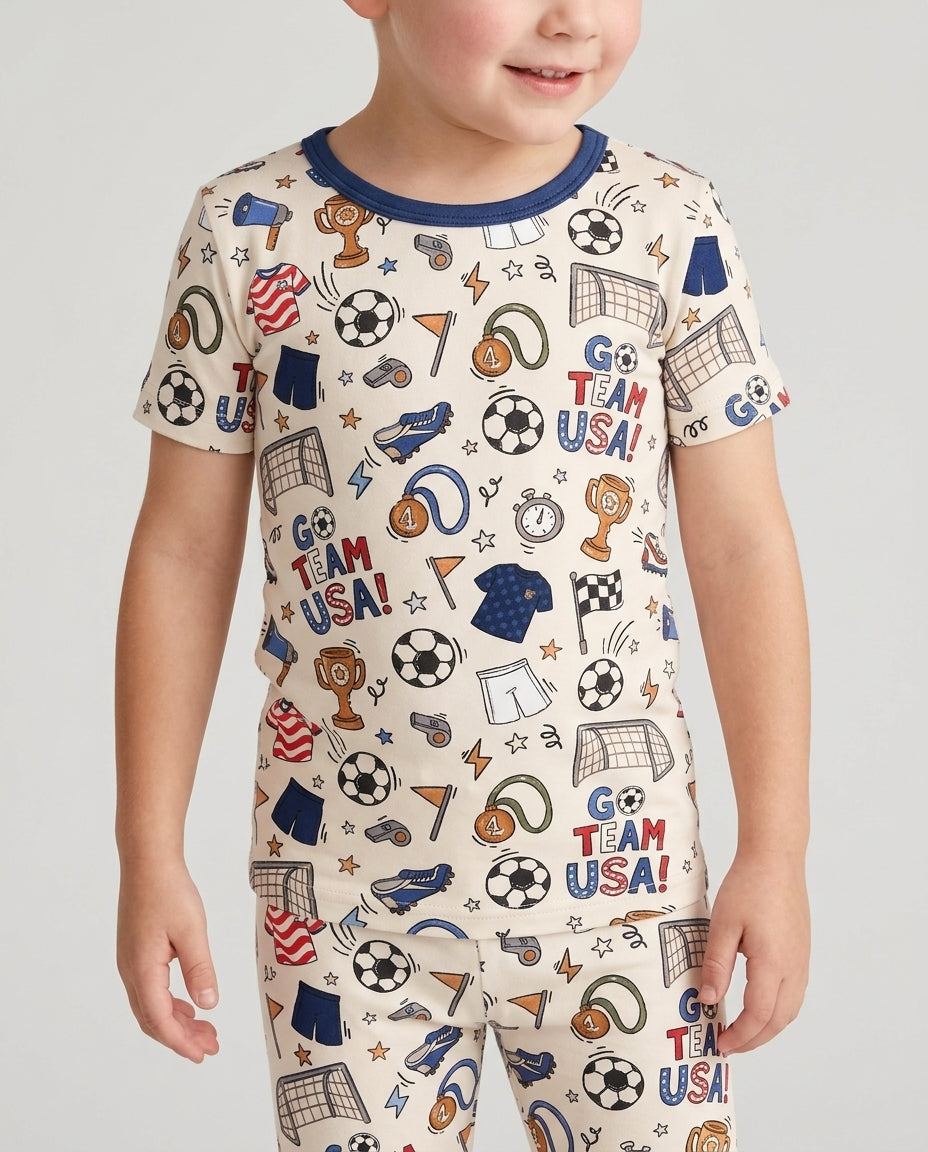 Soccer Go Team USA Bamboo Two Piece Short Sleeve Pajama Set