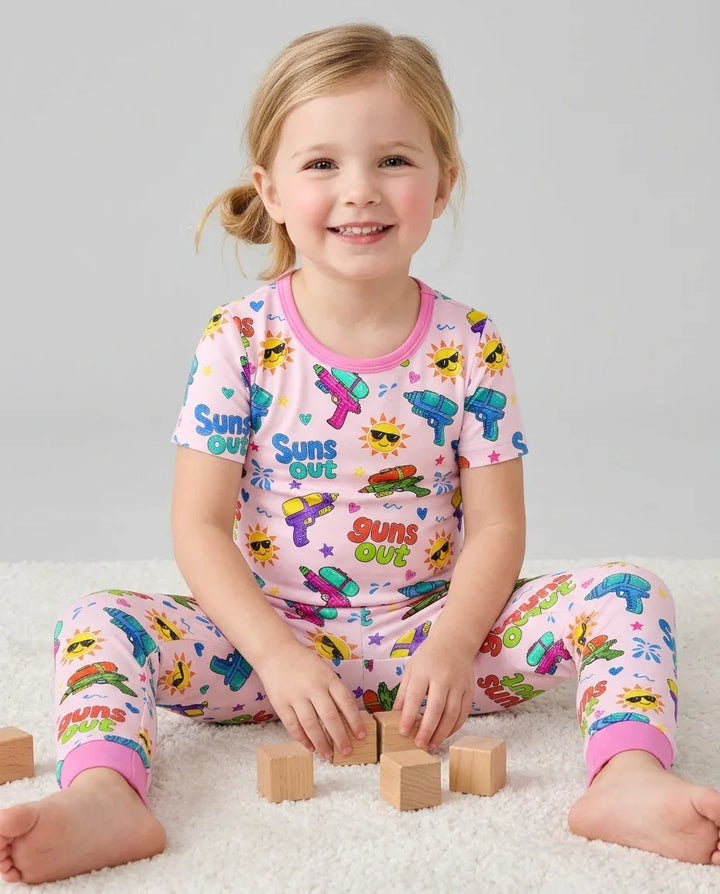 Sun Out Guns Out Bamboo Two Piece Short Sleeve Pajama Set