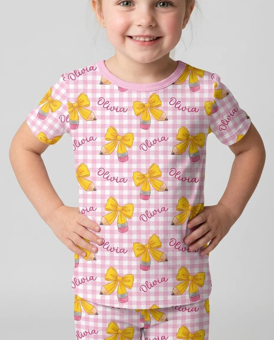 Coquette Back To School Bamboo Two Piece Short Sleeve Pajama Set