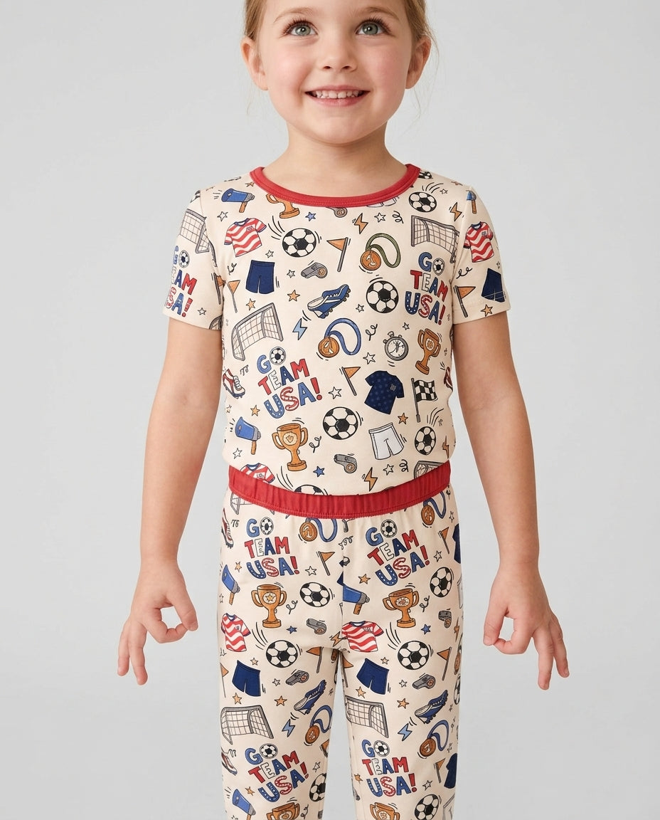 Soccer Go Team USA Bamboo Two Piece Short Sleeve Pajama Set
