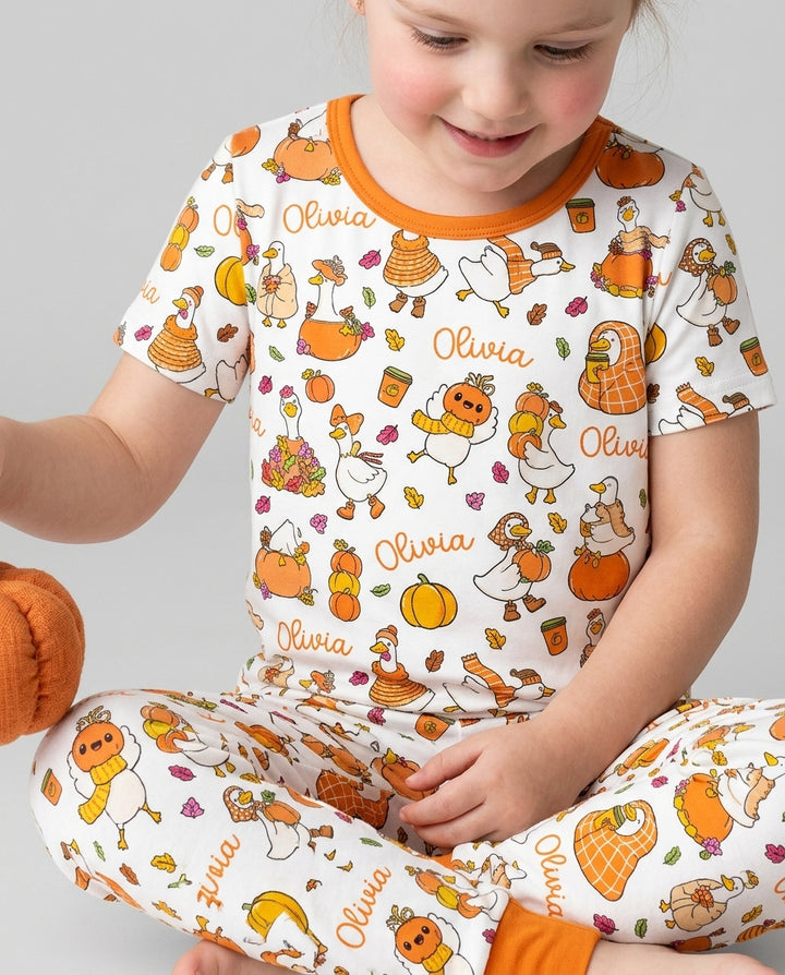 Fall Silly Goose Bamboo Two Piece Short Sleeve Pajama Set