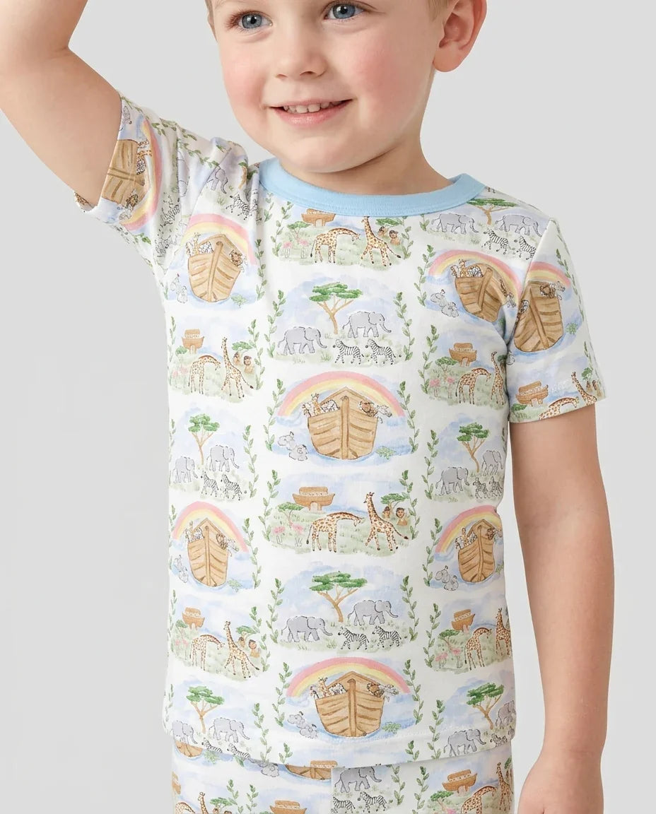 Noah And The Ark Bamboo Two Piece Short Sleeve Pajama Set