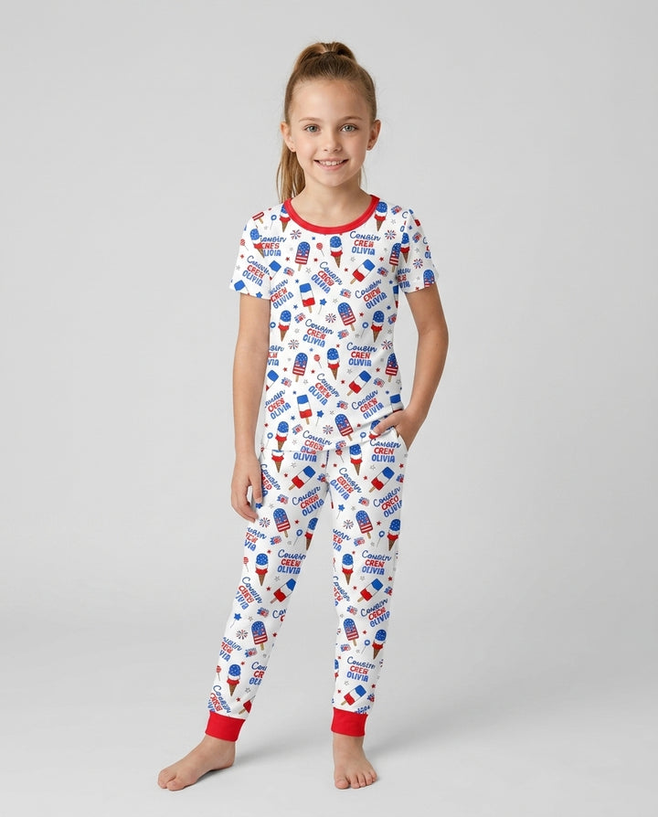 Conjunto de pijama de dos piezas de bambú de manga corta, plantilla personalizada