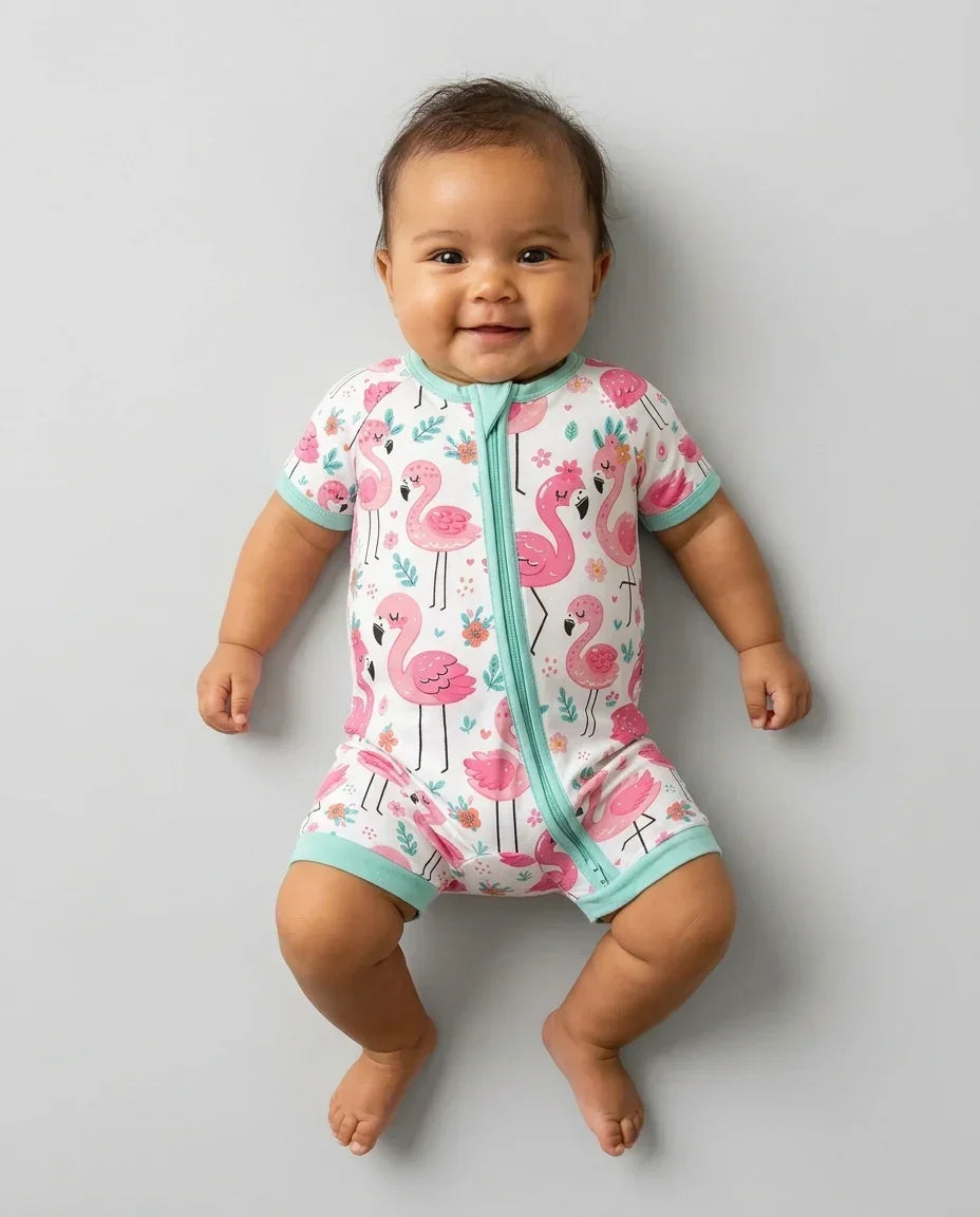 Hello Flamingo Bamboo Shorty Zippy