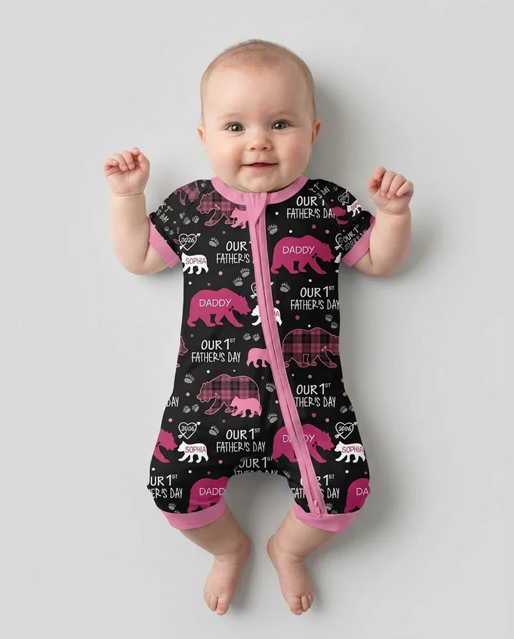 Our 1st Father's Day Daddy Bear & Me Matching Bamboo Shorty Zippy