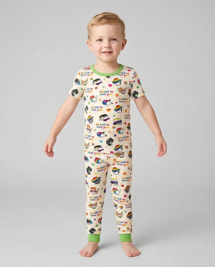 Rainbow Paws Family Matching Bamboo Two Piece Short Sleeve Pajama Set