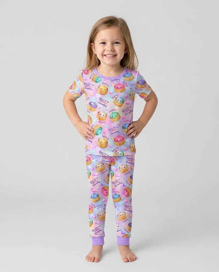 Conjunto de pijama de dos piezas de bambú de manga corta, plantilla personalizada