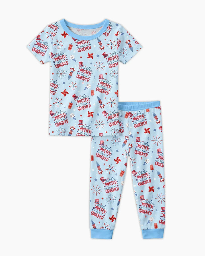 Little Miss Firecracker 4th July Bamboo Two Piece Short Sleeve Pajama Set