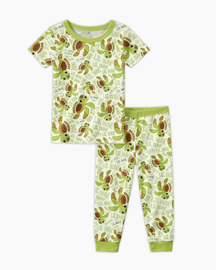 Conjunto de pijama de dos piezas de bambú de manga corta, plantilla personalizada