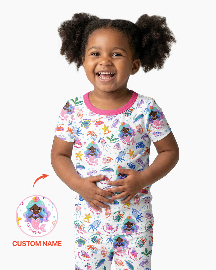 Conjunto de pijama de dos piezas de bambú de manga corta, plantilla personalizada