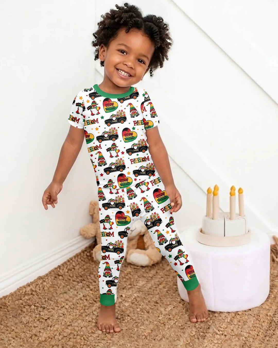 Gnome Happy Juneteenth Bamboo Two Piece Short Sleeve Pajama Set