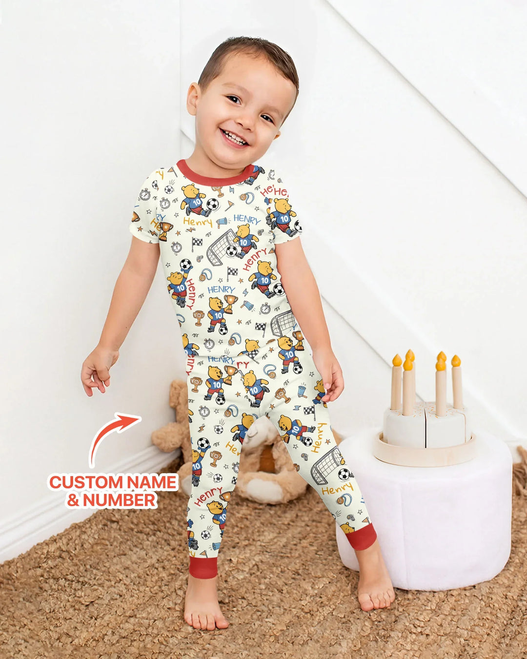 Conjunto de pijama de dos piezas de bambú de manga corta, plantilla personalizada