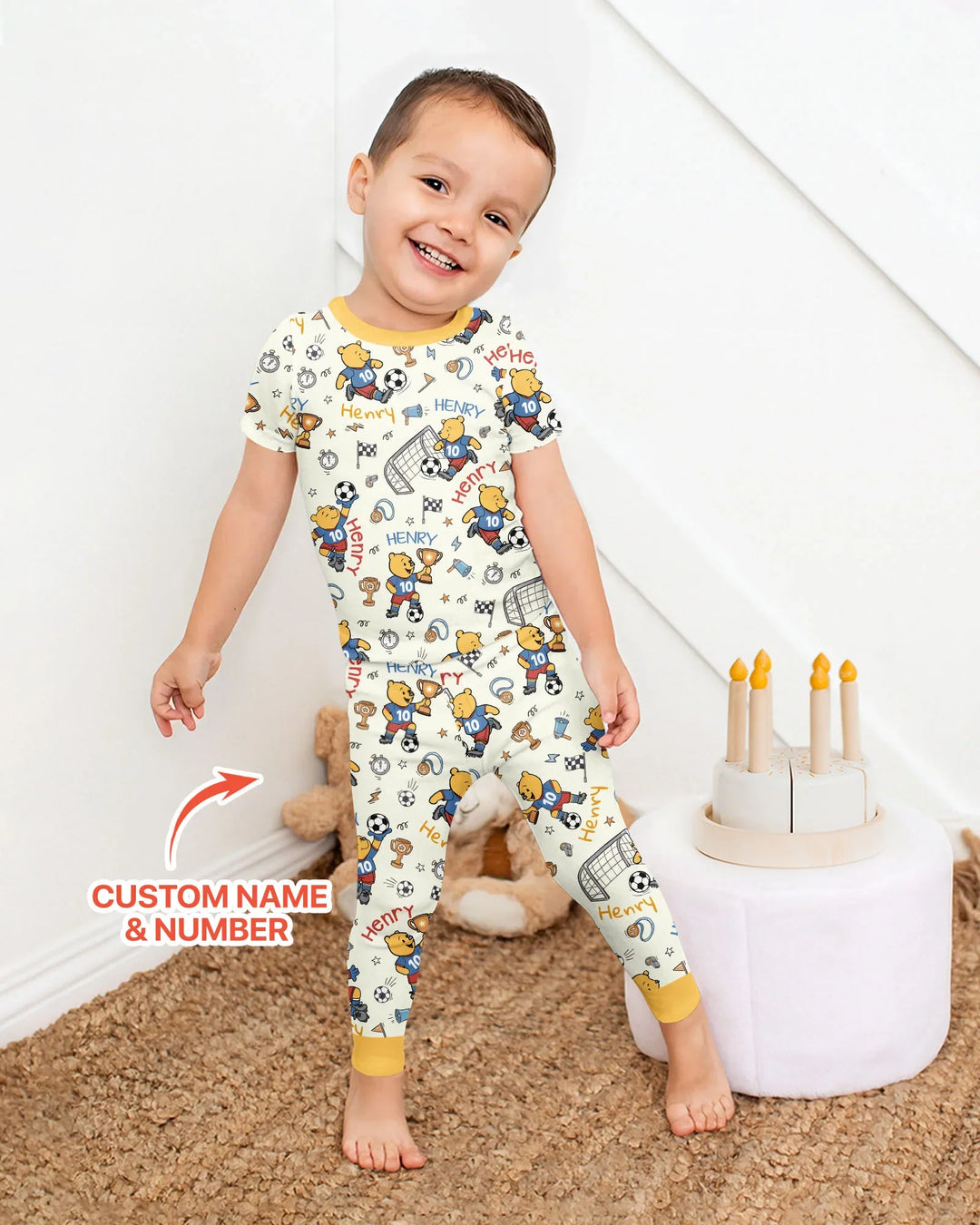 Conjunto de pijama de dos piezas de bambú de manga corta, plantilla personalizada