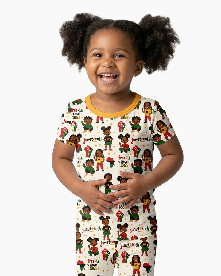 Juneteenth Free-ish Since 1865 Bamboo Two Piece Short Sleeve Pajama Set