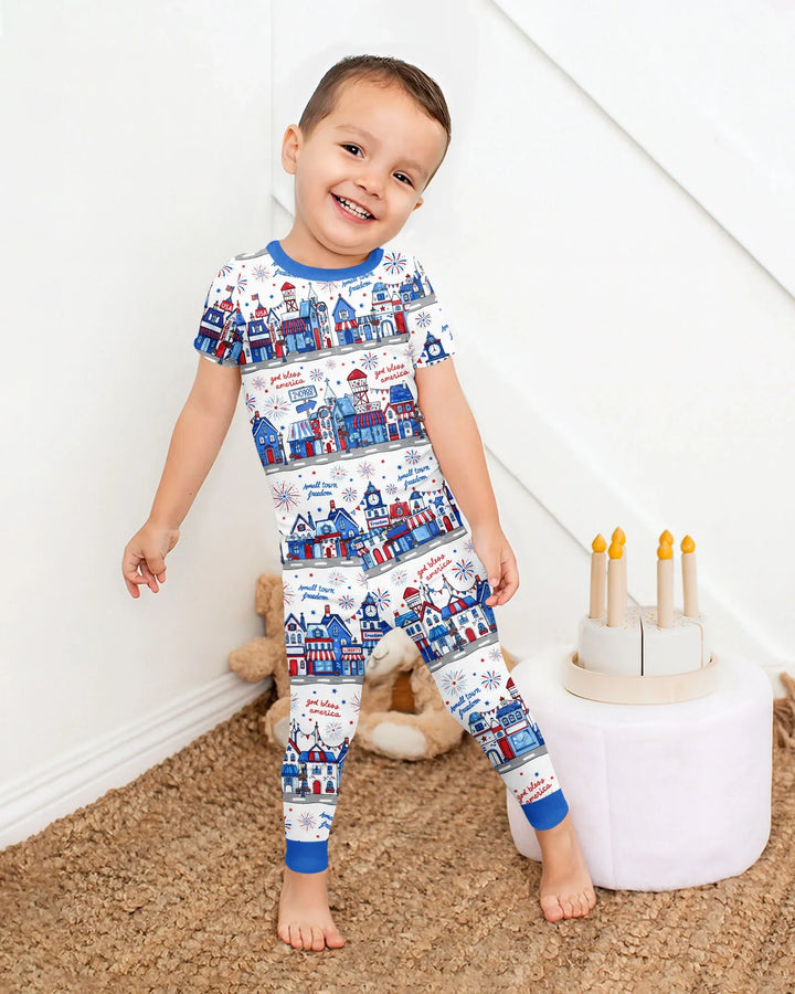 Small Town Freedom USA Bamboo Two Piece Short Sleeve Pajama Set