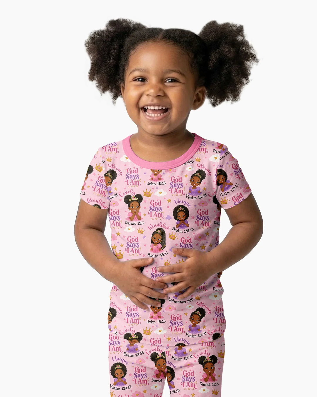 Black Princess God Says I Am Bamboo Two Piece Short Sleeve Pajama Set