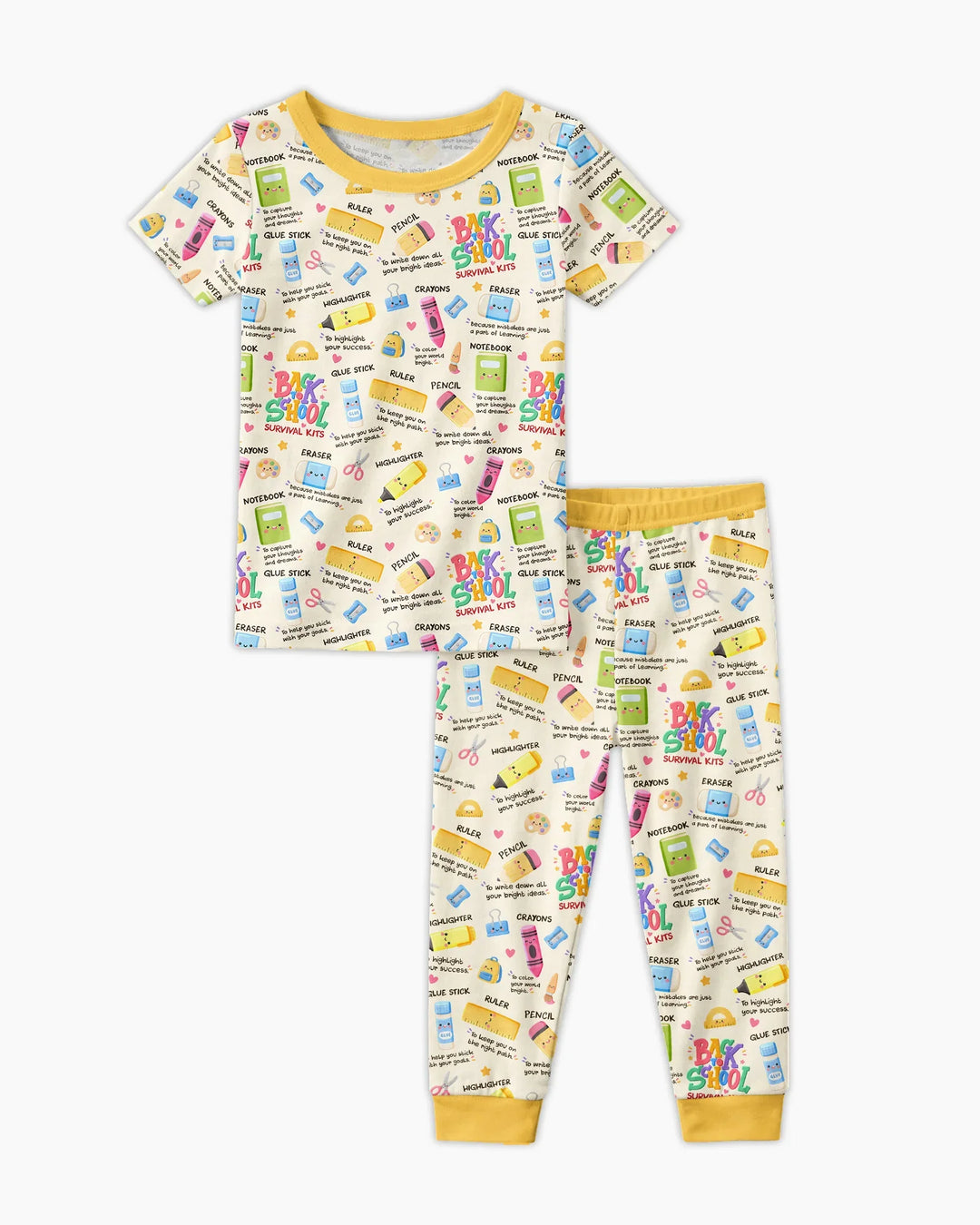 Back To School Survival Kit Bamboo Two Piece Short Sleeve Pajama Set