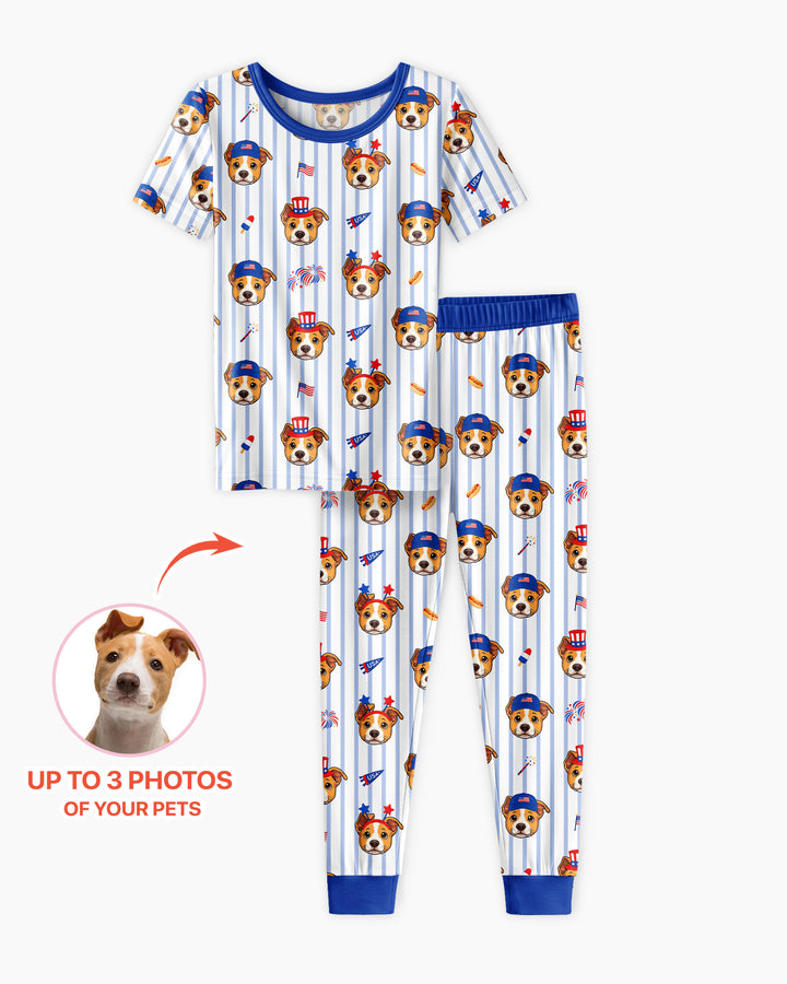 Conjunto de pijama de dos piezas de bambú de manga corta, plantilla personalizada