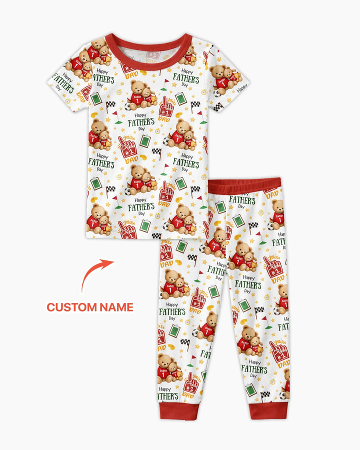 You're #1 Dad Daddy & Me Matching Bamboo Two Piece Short Sleeve Pajama Set