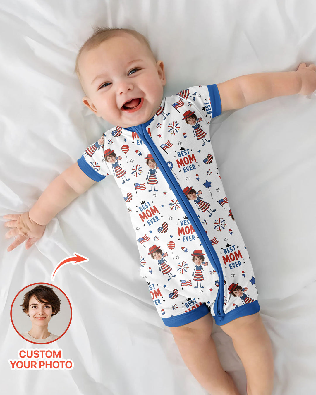 Plantilla PERSONALIZADA de Bambú Pijama Corto con Cremallera