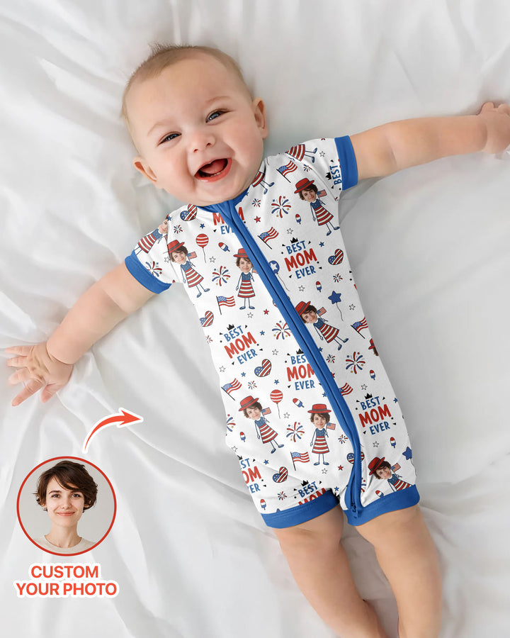 Plantilla PERSONALIZADA de Bambú Pijama Corto con Cremallera
