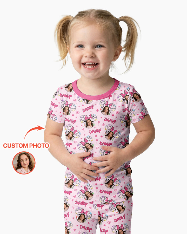 Custom Photo Little Princess Bamboo Two Piece Short Sleeve Pajama Set